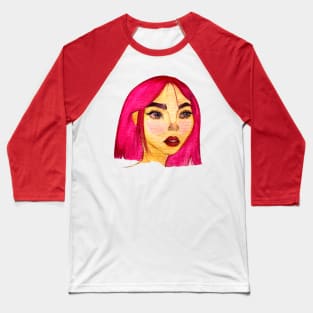 Pinky hair girl Baseball T-Shirt